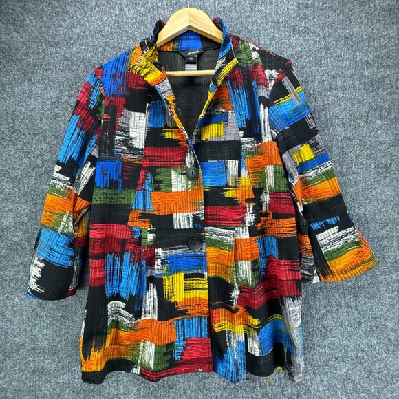 Ali Miles Jacket Womens Medium Button Up Knit Tunic Lagenlook Artsy Textured - Picture 1 of 14